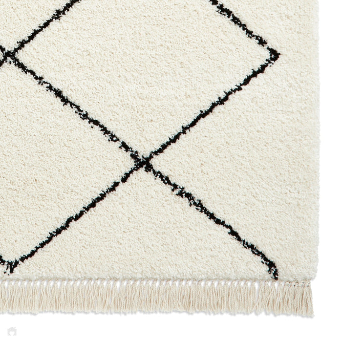 Scandi-Boho RL03 Modern Moroccan Berber Soft Plush Shaggy White/Black Rug