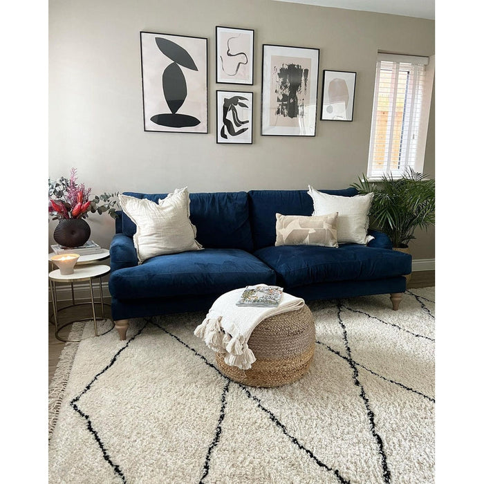 Scandi-Boho RL04 Modern Moroccan Berber Soft Plush Shaggy White/Black Rug