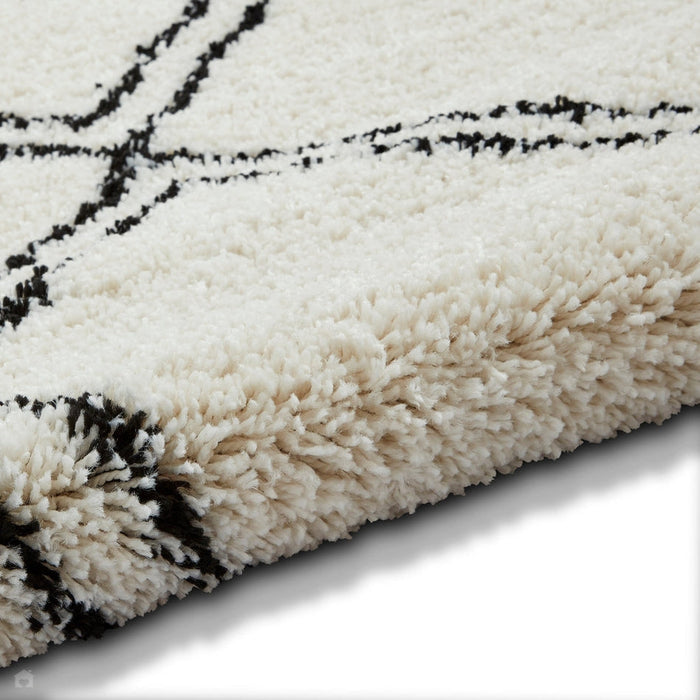 Scandi-Boho RL05 Modern Moroccan Berber Soft Plush Shaggy White/Black Rug