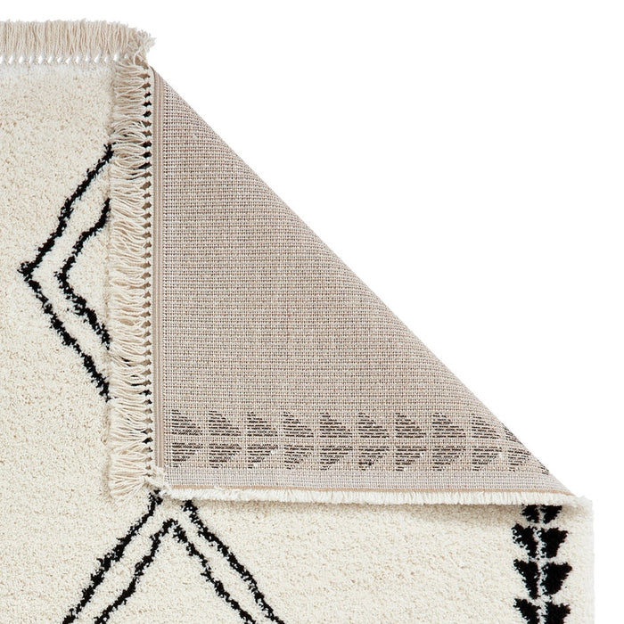 Scandi-Boho RL05 Modern Moroccan Berber Soft Plush Shaggy White/Black Rug