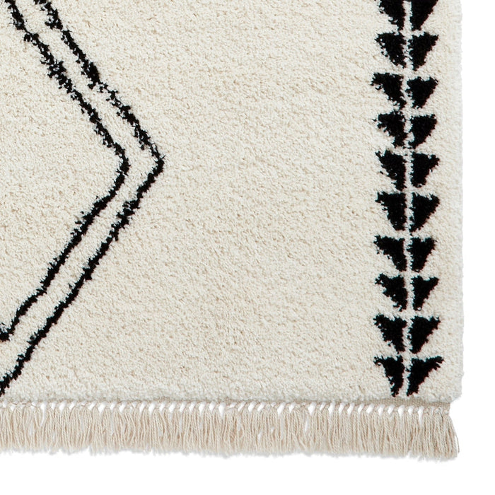 Scandi-Boho RL05 Modern Moroccan Berber Soft Plush Shaggy White/Black Rug