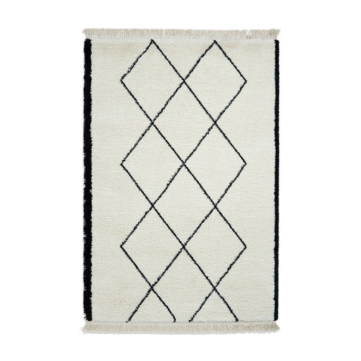 Scandi-Boho RL06 Modern Moroccan Berber Soft Plush Shaggy White/Black Rug