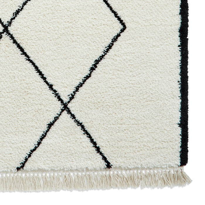 Scandi-Boho RL06 Modern Moroccan Berber Soft Plush Shaggy White/Black Rug