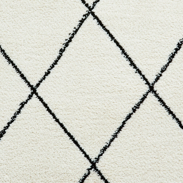 Scandi-Boho RL06 Modern Moroccan Berber Soft Plush Shaggy White/Black Rug