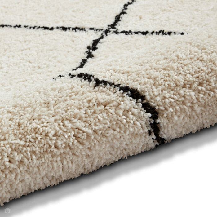 Scandi-Boho RL07 Modern Moroccan Berber Soft Plush Shaggy White/Black Rug