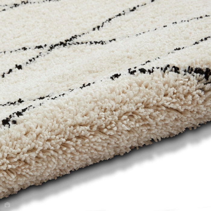 Scandi-Boho RL08 Modern Moroccan Berber Soft Plush Shaggy White/Black Rug