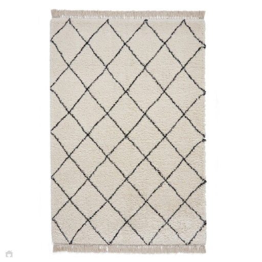 Scandi-Boho RL10 Modern Moroccan Berber Soft Plush Shaggy White/Black Rug 160 x 230 cm