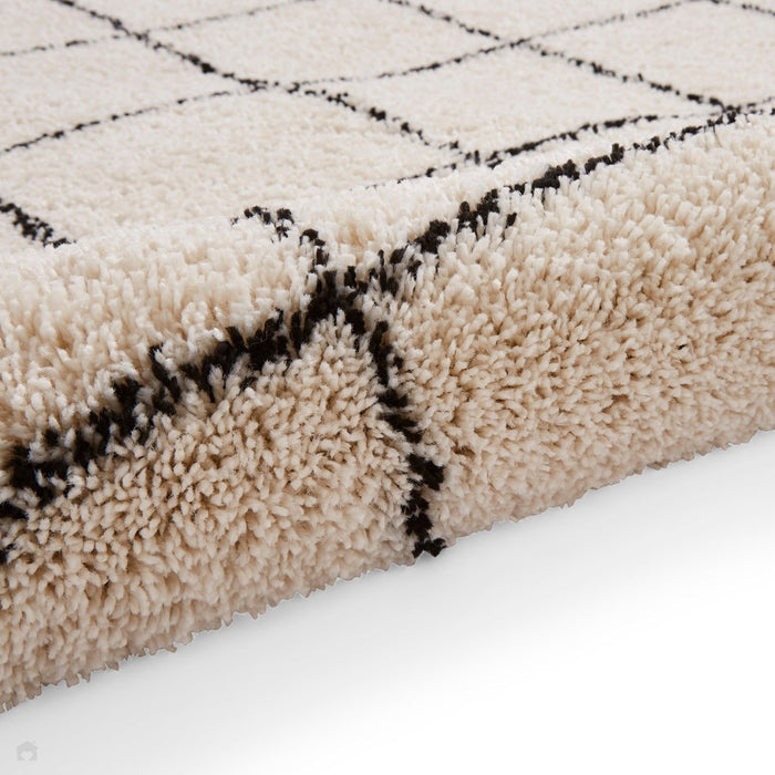 Scandi-Boho RL10 Modern Moroccan Berber Soft Plush Shaggy White/Black Rug