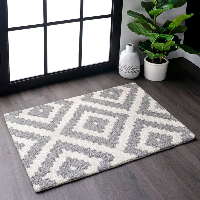 Scandinavian Grey Wool Area Rug 140x200 cm