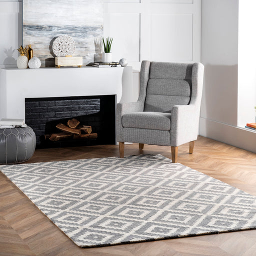 Scandinavian Grey Wool Area Rug 160x230 cm