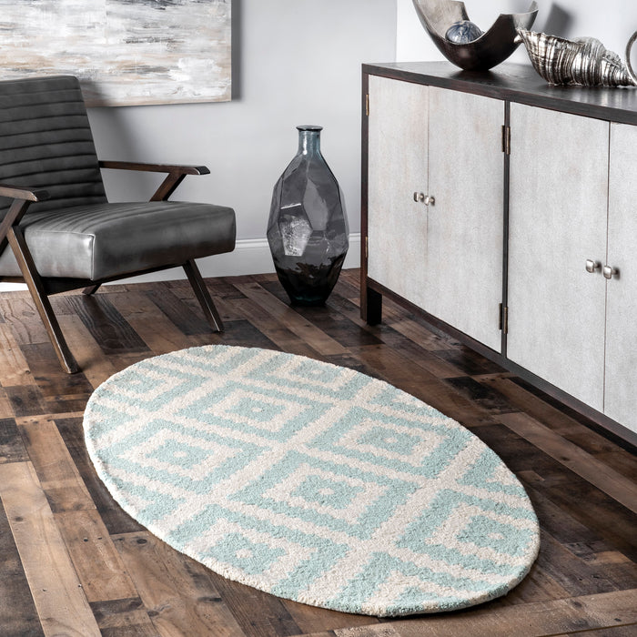 Scandinavian Style Aqua Wool Area Rug 160x230 cm