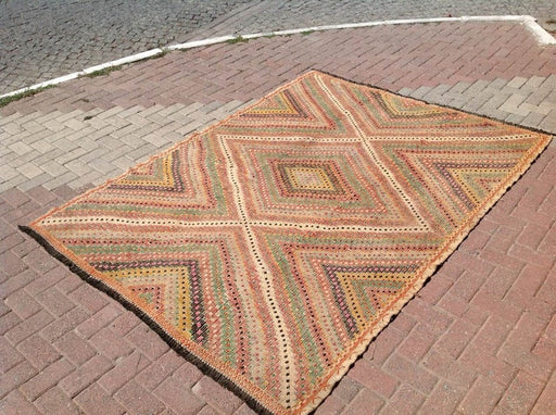 Alfombra de tejido a mano vintage escandinava 254 cm x 188 cm