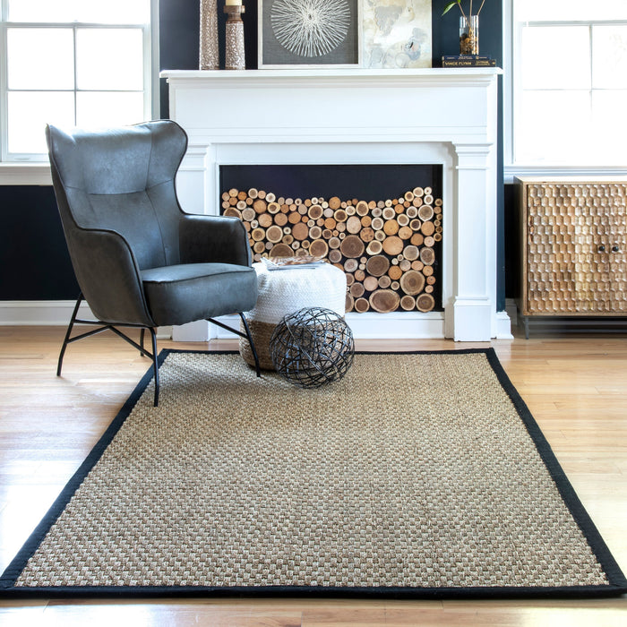 Seagrass Area Rug In Black For Living Room And Bedroom