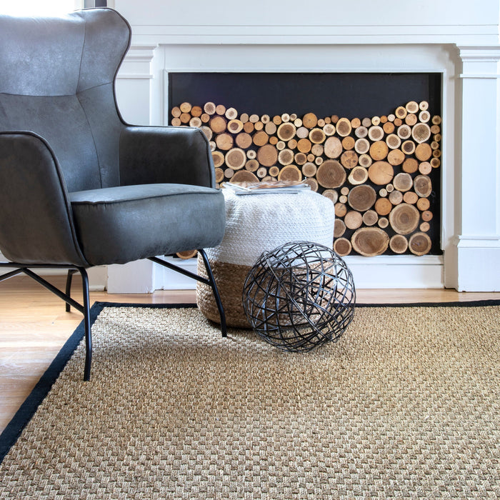 Seagrass Area Rug In Black For Living Room And Bedroom