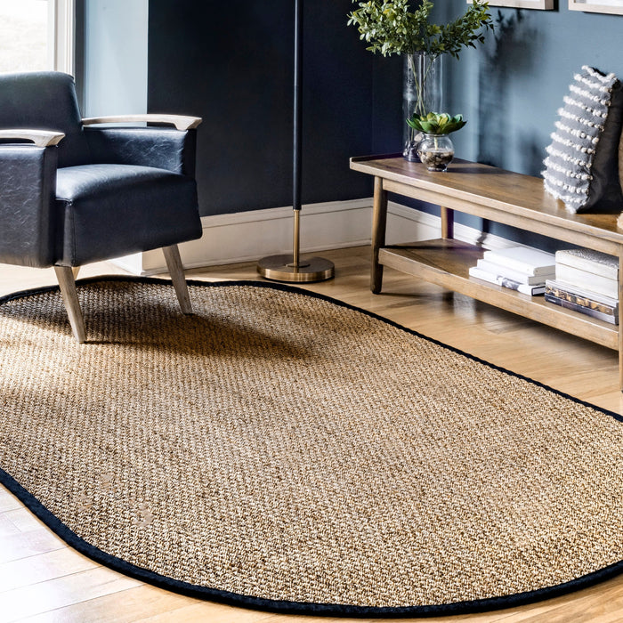 Seagrass Border Area Rug 120x180 Centimeters Black