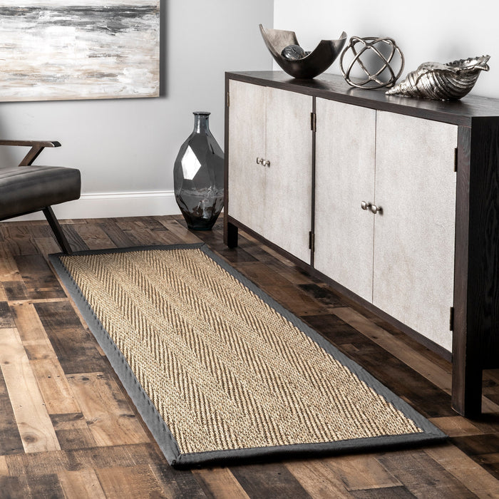 Seagrass Herringbone Area Rug 120x180 cm Dark Grey