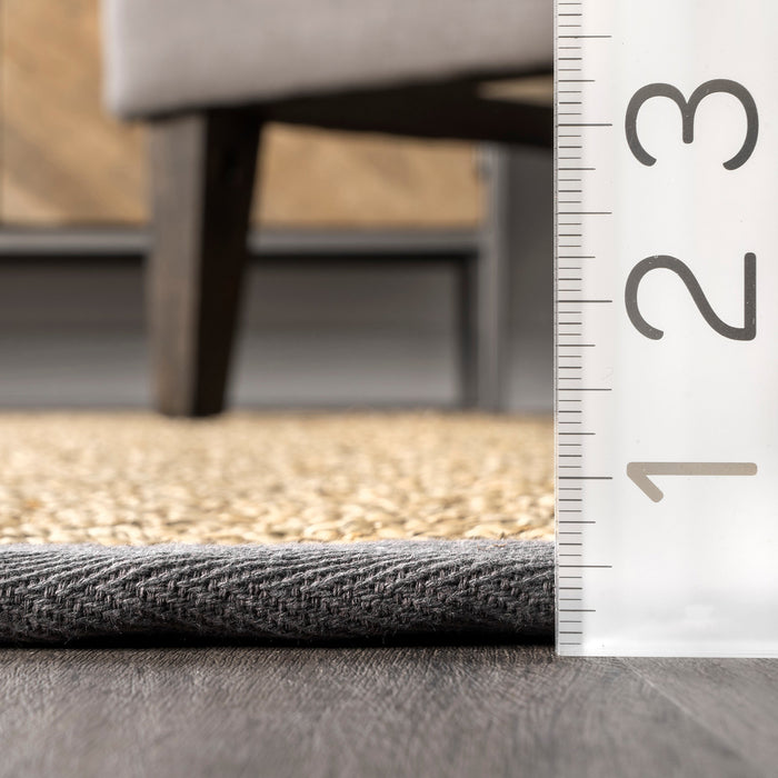 Seagrass Herringbone Area Rug 120x180 cm Dark Grey