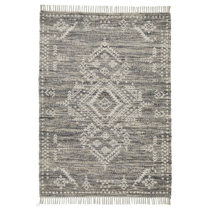 Serenity Traditional Distressed jute- en wolmix platpolig houtskool/grijs vloerkleed