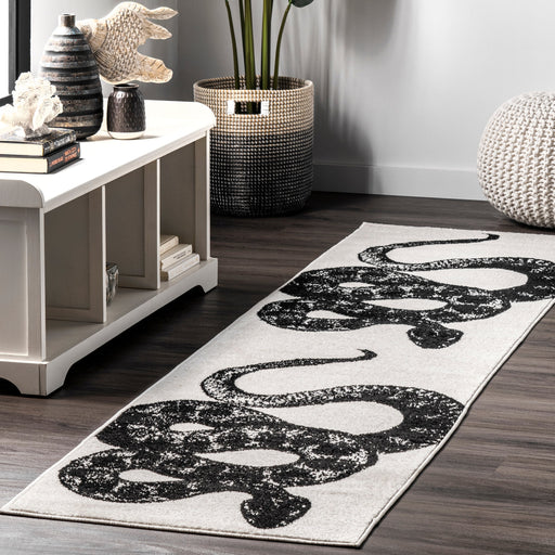 Serpent Area Rug in Black and Off White 150x240 cm