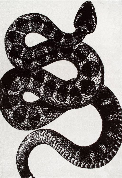 Serpent Pattern Area Rug Black And Off White 160x230 cm