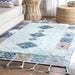 Tappeto tribale Shaggy blu con nappe intrecciate 160 x 230 cm