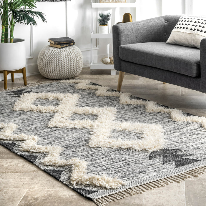 Shaggy Diamond Helix Area Rug Black And White 120x180 cm