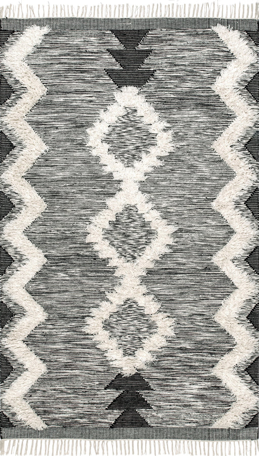 Shaggy Diamond Helix Area Rug Black And White 120x180 cm