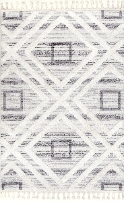 Shaggy Geometric Area -matto 150 cm harmaa