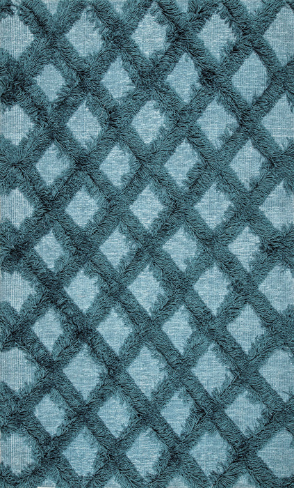 Shaggy groen trellis vloerkleed 120x180 cm