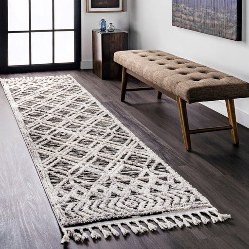 Shaggy Grey Lattice Area -matto 90 x 150 cm