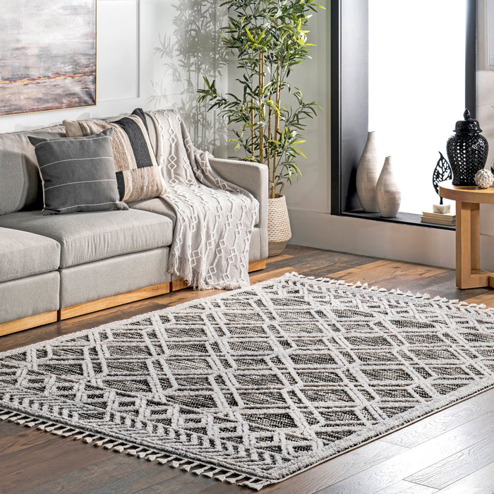 Shaggy Lattice Area -matto 160x230 cm harmaa