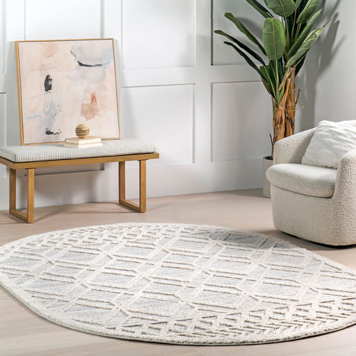 Shaggy Lattice Tassel Area Rug 152 Cm Light Grey