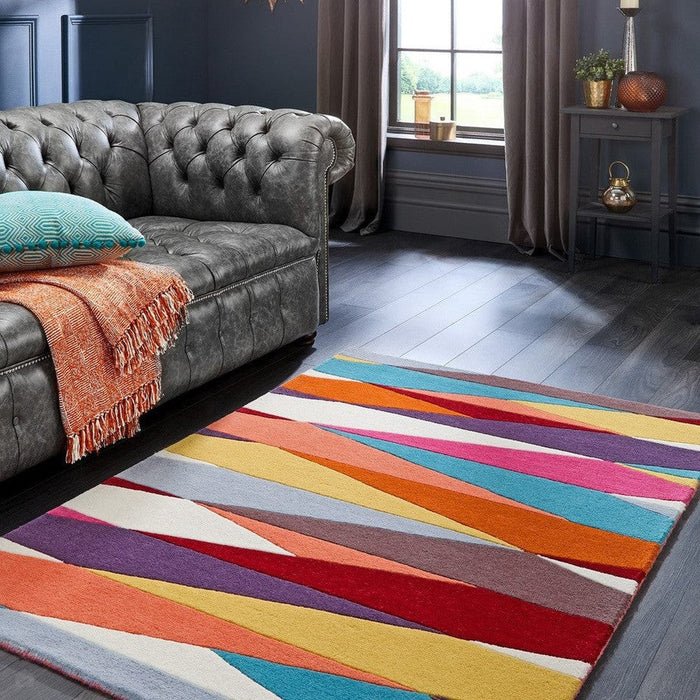 Shard Brights Modern Geometric Criss-Coss Hand-Woven Wool Multicolour Rug