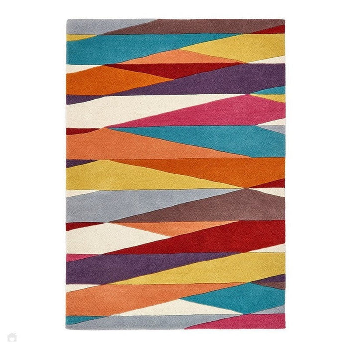 Shard Brights Modern Geometric Criss-Coss Hand-Woven Wool Multicolour Rug