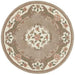 Shensi Tradisjonell blomster Aubusson Medallion Border Oriental Chinese Style Håndskåret Hi-Low Textured Wool Beige/Brown Round Rug