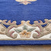 Shensi Traditional Floral Aubusson Medallion Border Oriental Chinese Style Hand-Carved Hi-Low Textured Wool Navy Runner