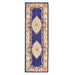 Shensi Traditional Floral Aubusson Medallion Border Oriental Chinese Style Hand-Carved Hi-Low Textured Wool Navy Runner