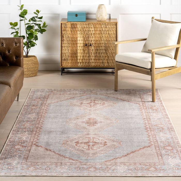 Shivani Light Brown Medallion Area Rug 120x180 cm