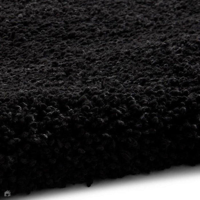 Sierra 9000 Plush Soft High-Density Stain-Resistant Plain Textured Polypropylene Shaggy Black Rug