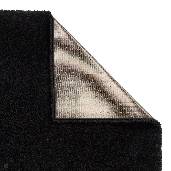 Sierra 9000 Plush Soft High-Density Stain-Resistant Plain Textured Polypropylene Shaggy Black Rug