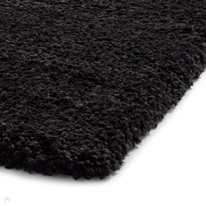 Sierra 9000 Plush Soft High-Density Stain-Resistant Plain Textured Polypropylene Shaggy Black Rug