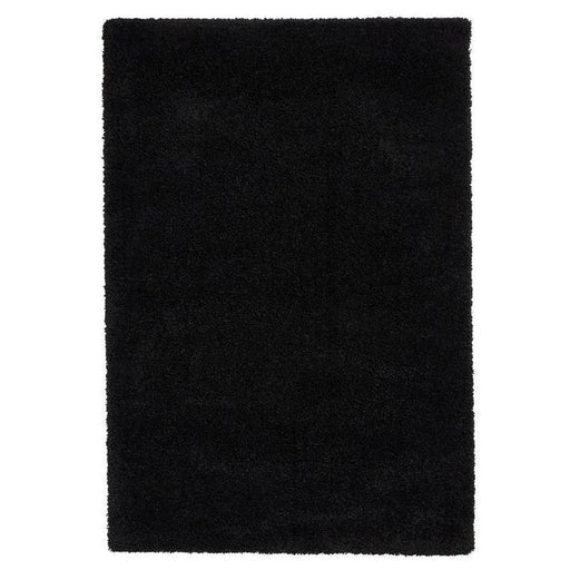 Sierra 9000 Plush Soft High-Density Stain-Resistant Plain Textured Polypropylene Shaggy Black Rug