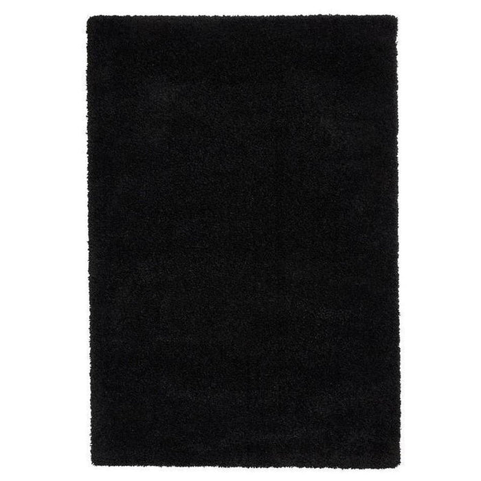 Sierra 9000 Plush Soft High-Density Stain-Resistant Plain Textured Polypropylene Shaggy Black Rug