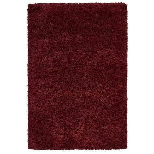 Tappeto Sierra 9000 morbido peluche ad alta densità resistente alle macchie tinta unita in polipropilene Shaggy Ruby