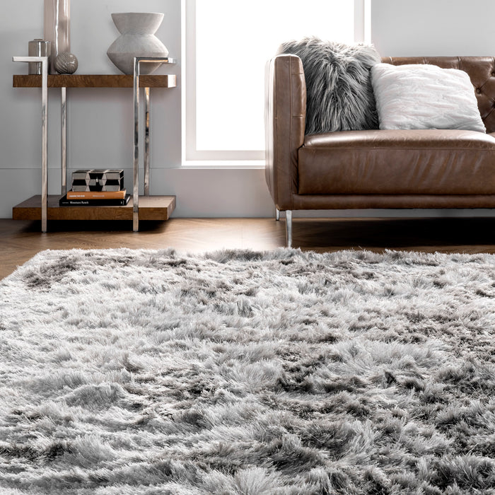 Silky Shag Area Rug 120 cm Silver Color