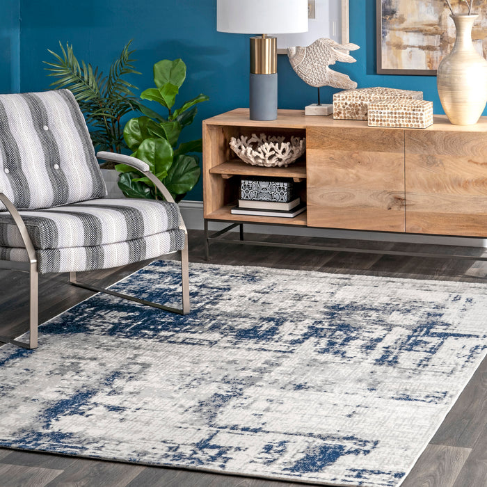Silver Abstract Area Rug for Living Room and Bedroom
