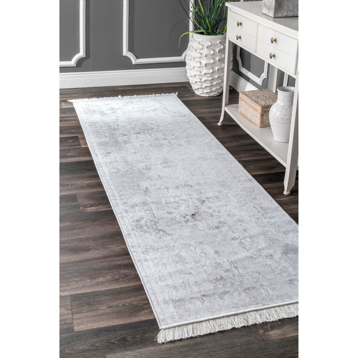 Silver Floral Area Rug 100% Viscose 160x230 cm