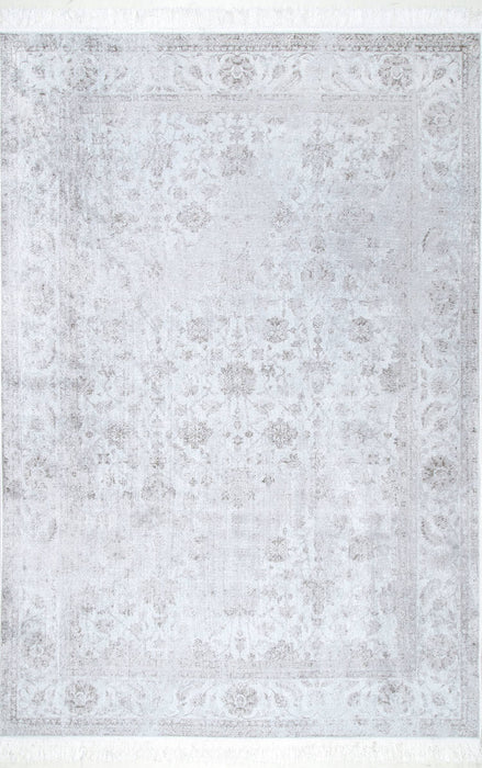 Vloerkleed met zilverkleurige bloemen, 160 cm zacht viscose-design