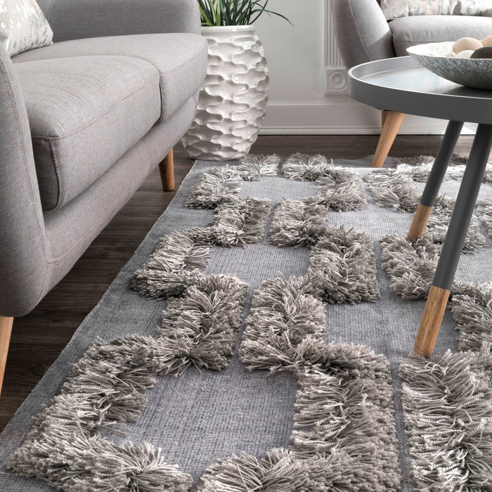 Silver Shag Area Rug for Cozy Home Decoration