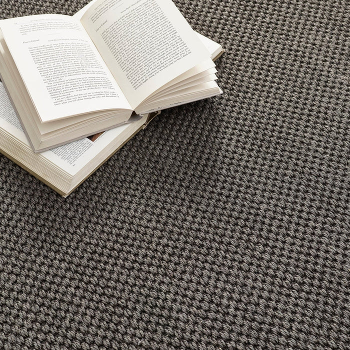 Sisal Border Plain Hand-Woven Textured Natural Fibre Flatweave Dark Grey/Grey Border Rug